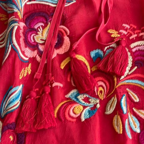 New Johnny Was Zadonia Floral Tassel Tie Blouse - Picture 8 of 16